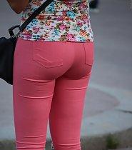 Adorable teen girl in pink pants