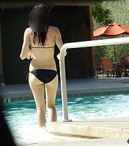 Hot girl on a pool