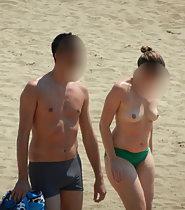 Beach topless women