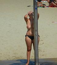 Beach topless women