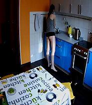 Girl spied in the kitchen