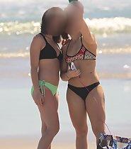 Beach girls snap a selfie to show off