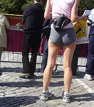 Very hard ass in tight shorts