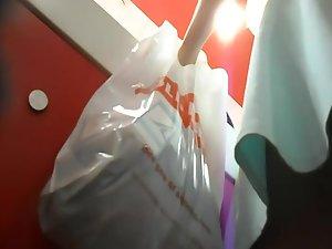 Checking her out at a fast food place Picture 4