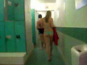 Sexy teen girl in a pool changing room Picture 5