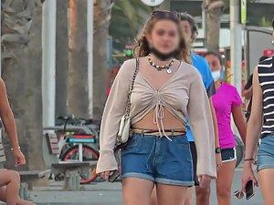 Her top is like pockets for her tits without a bra