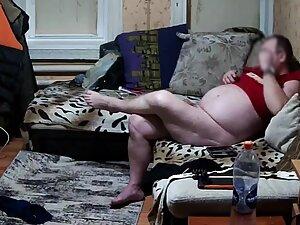 Spying on fat guy fucking his cute chubby wife in living room Picture 8