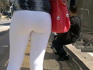Spying sexy panties under white pants Picture 5