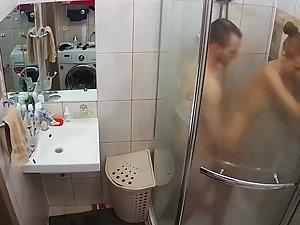Hidden camera caught daughter having sex in bathroom Picture 1