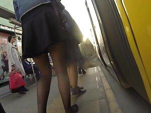 Visible tattoos made voyeur want to see her upskirt Picture 5