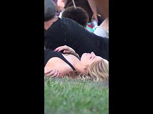 Accidental upskirt of hot blonde at festival Picture 2