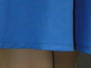 Quick peek under hot blonde's skirt Picture 5