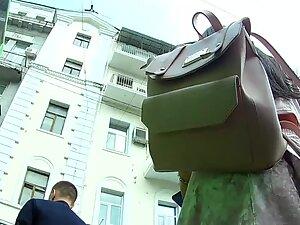 Upskirt shows hot ass and pussy in transparent thong Picture 1