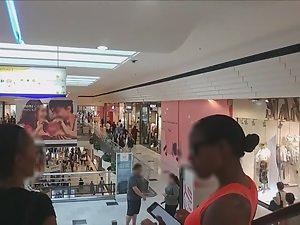 Muscular and sexy black girl in mall Picture 5