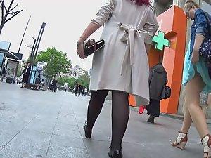 Backpack raises skirt and shows ass Picture 8