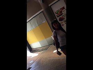 Girl with pointy tits seen twice by voyeur Picture 3