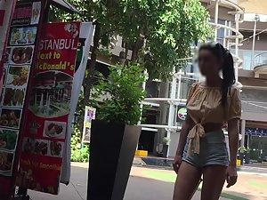 Girl with pointy tits seen twice by voyeur Picture 8