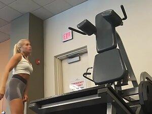 Peeping on fit blonde exercising her glutes in the gym Picture 5