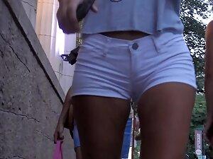 Skinny girl's shorts are going up her ass crack Picture 6