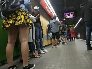 Upskirt shows a leopard in flowers Picture 7