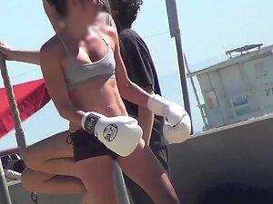 Hard nipples during beach workout Picture 1