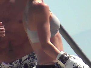 Hard nipples during beach workout Picture 4