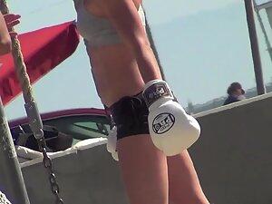 Hard nipples during beach workout Picture 6