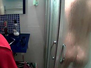 Skinny teenage girl finishing her shower Picture 6