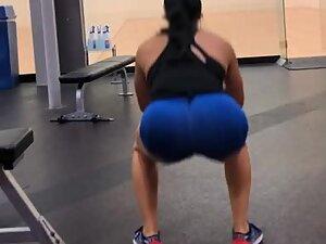 Muscular ass jumping in the gym