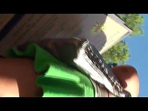 Peeping under a green skirt Picture 5
