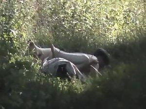 Horny guy fucks her like a rabbit in the grass Picture 3