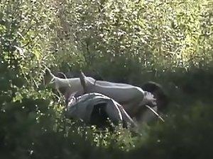 Horny guy fucks her like a rabbit in the grass