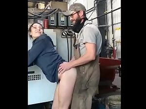 Mechanic fucks girlfriend at the workplace