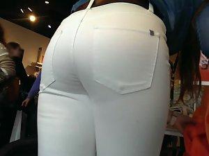 Store worker in tight white pants Picture 6