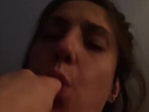 Busty girl rides his dick and sucks his finger