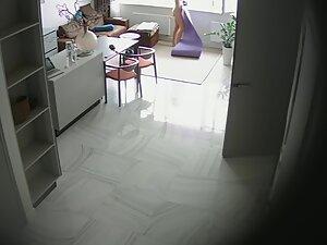 Spying on naked girl exercising at home Picture 8