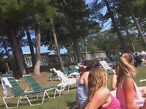 Tall sexy friend playing beach volleyball Picture 1