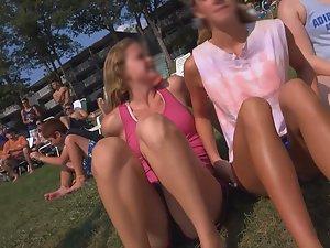 Tall sexy friend playing beach volleyball Picture 2