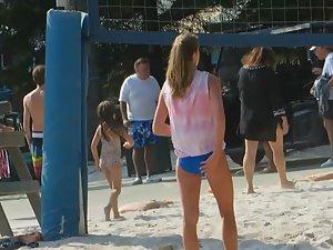 Tall sexy friend playing beach volleyball Picture 4