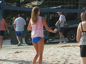 Tall sexy friend playing beach volleyball Picture 6