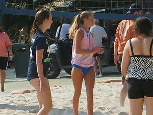 Tall sexy friend playing beach volleyball Picture 7