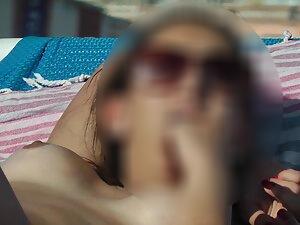Checking our her yummy tits while she smokes a cigarette Picture 8