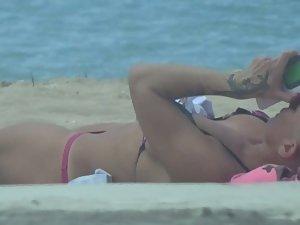 Punk girl is an unique sight on beach Picture 3