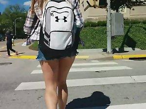 Sexy teen with a big backpack Picture 5