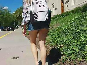 Sexy teen with a big backpack Picture 8