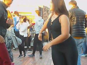 Chubby girl dances salsa