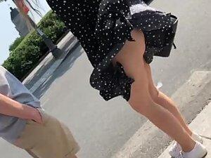 Wind accidentally shows hot ass in upskirt