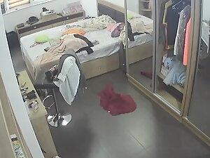 Spying on naked girl admiring herself and getting dressed Picture 6