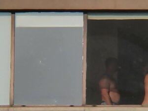 Peeping on busty woman getting a hug Picture 3