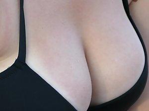 Inspection of gigantic boobs of a cute girl Picture 8